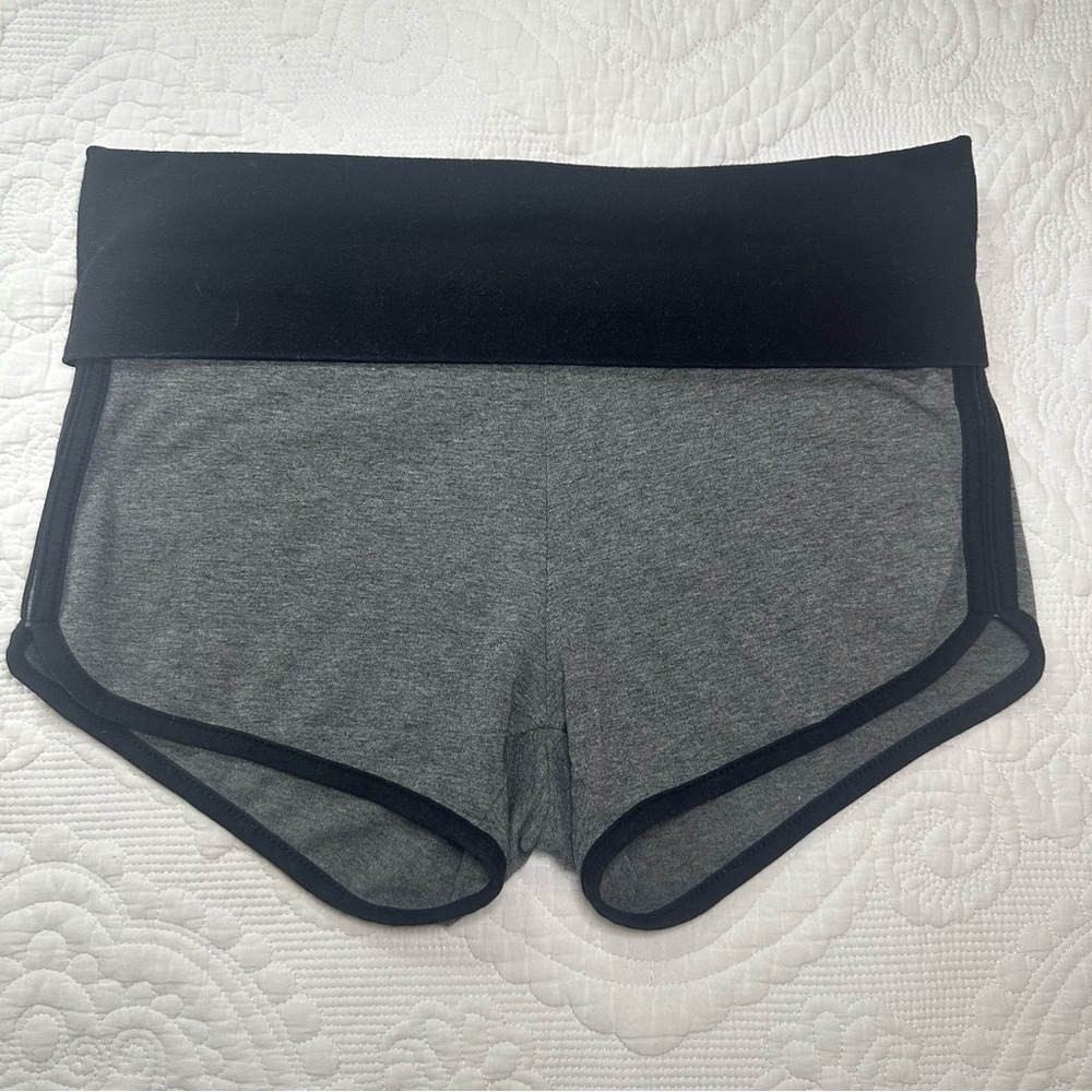 Foldover Mini Shorts. Size: Small. Black and Gray.